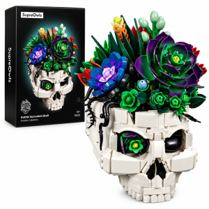 Klocki Czaszka z Sukulentami Gothic Succulent Skull – Doniczka Kwiaty Bukiet Dekoracja Gothic