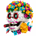 Klocki Meksykańska Czaszka z Kwiatami Sugar Skull 959 elem. – Podświetlana Czaszka z Cygarem i Świecą LED