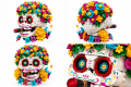 Klocki Meksykańska Czaszka z Kwiatami Sugar Skull 959 elem. – Podświetlana Czaszka z Cygarem i Świecą LED