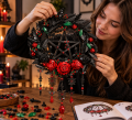 Klocki Stroik Gotycki Wieniec Pentagram 1393 el. – Czarny Łapacze Snów z Różami