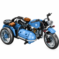Klocki Technic Niebieski Motocykl z Wózkiem Retro Motor z Koszem 817 elem.