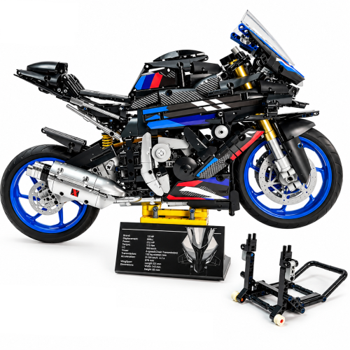 Klocki Technic Motocykl Ścigacz BMW S1000 RR Skala 1:5 z 2 Stojakami Zestaw 1909 el.